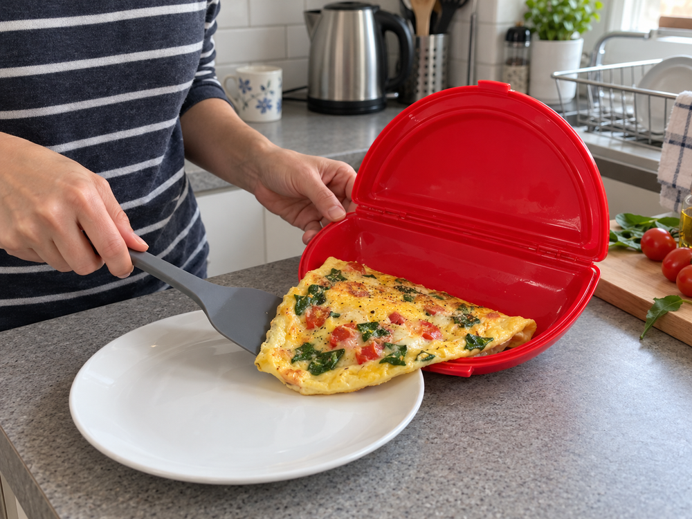 AI-generated illustration of a egg product use scenario; not a photograph of the reviewer