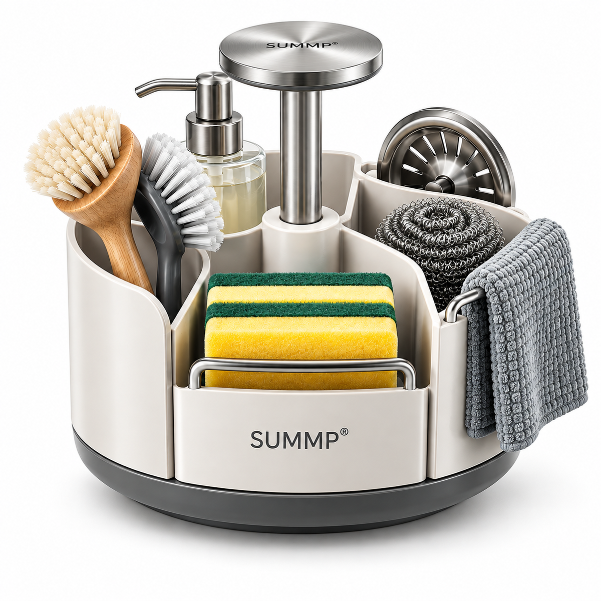 SUMMP® SpinNest 360° Rotating Sink Organizer Everything You Need. Right Within Reach.