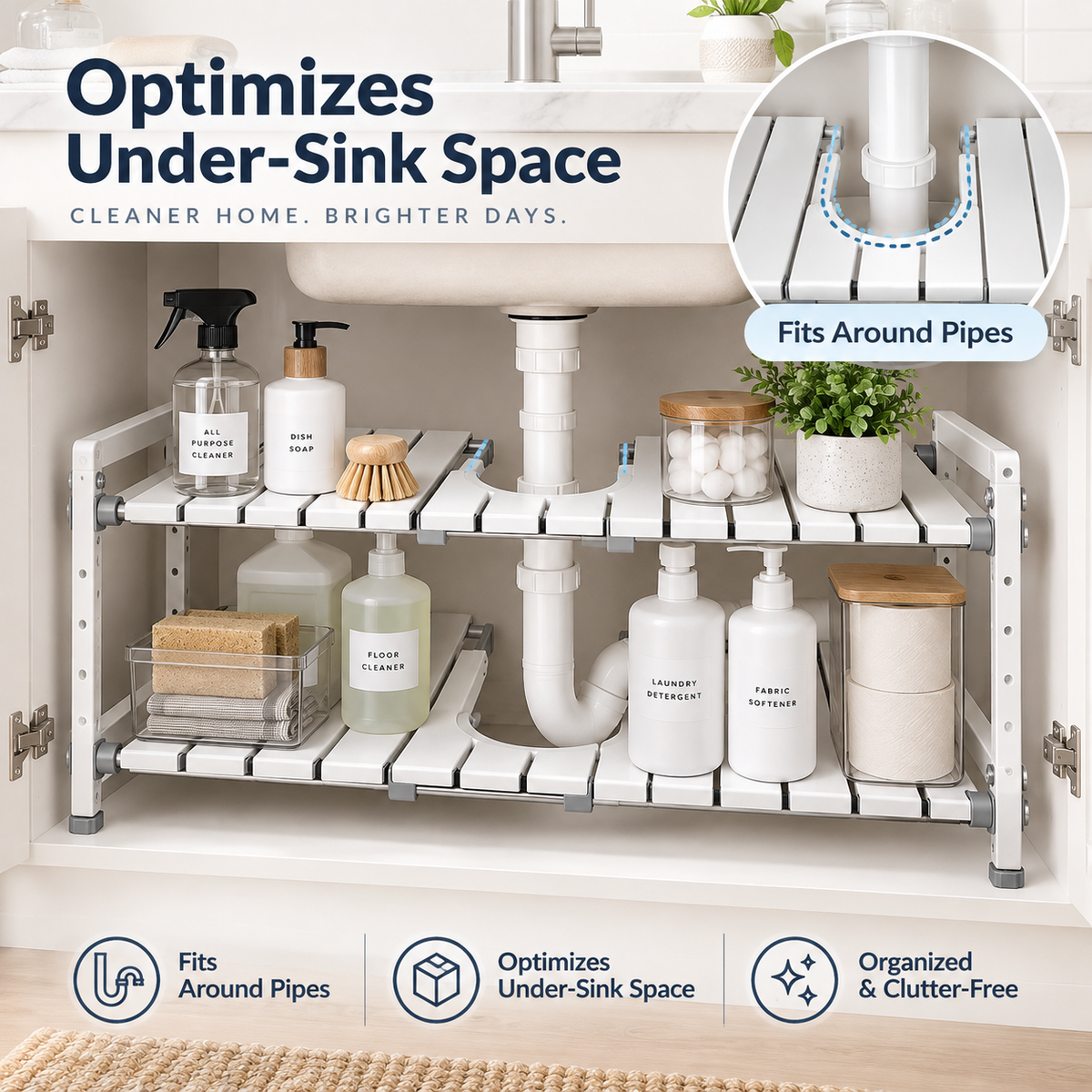 SUMMP® FlexiNest Adjustable Under-Sink Storage Rack