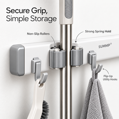 SUMMP® GripNest No-Drill Mop & Broom Holder Clear the Floor. Organize the Wall.