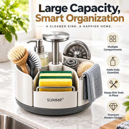 SUMMP® SpinNest 360° Rotating Sink Organizer Everything You Need. Right Within Reach.