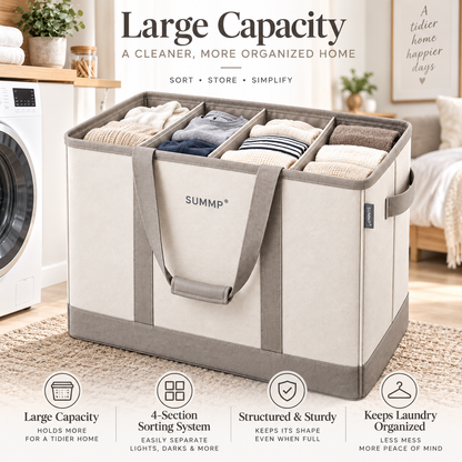 SUMMP® FoldSort 4-Section Laundry Basket