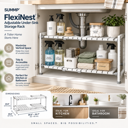 SUMMP® FlexiNest Adjustable Under-Sink Storage Rack