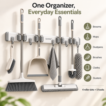 SUMMP® GripNest No-Drill Mop & Broom Holder Clear the Floor. Organize the Wall.