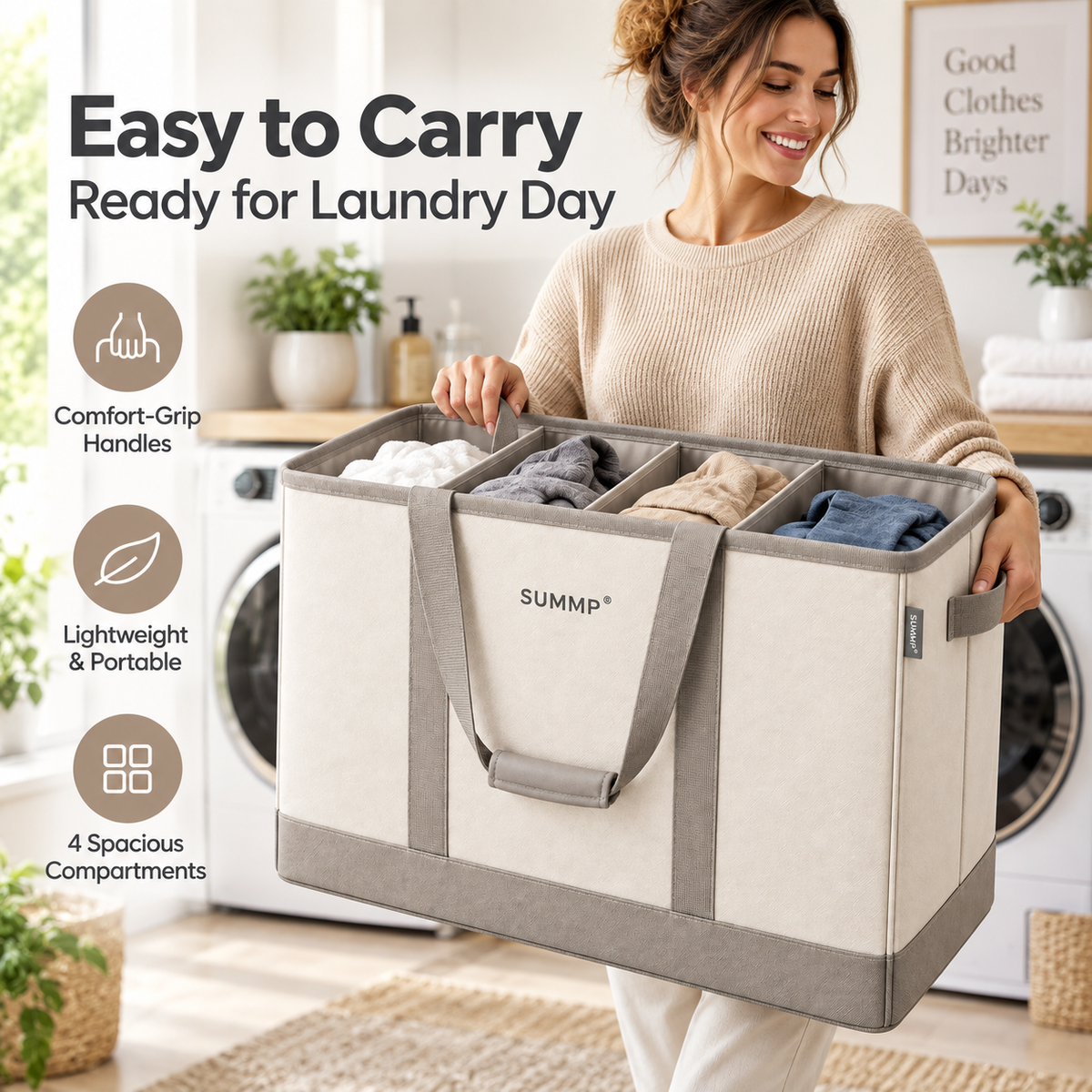 SUMMP® FoldSort 4-Section Laundry Basket