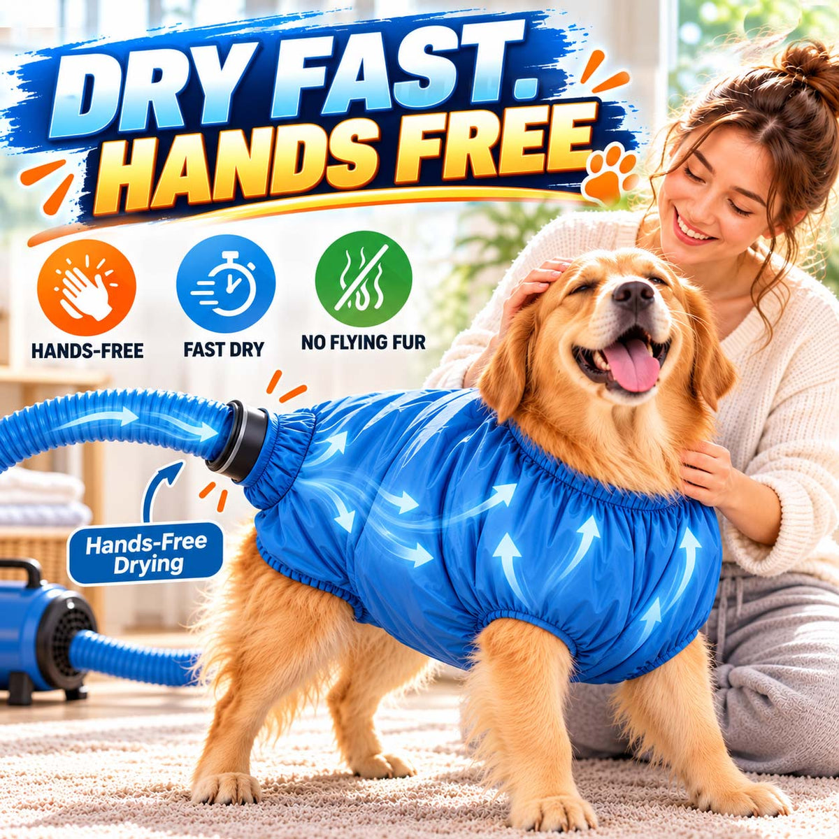 Healrize®Pet Drying Bag for Dogs & Cats – 360° Hands-Free Fast Dryer