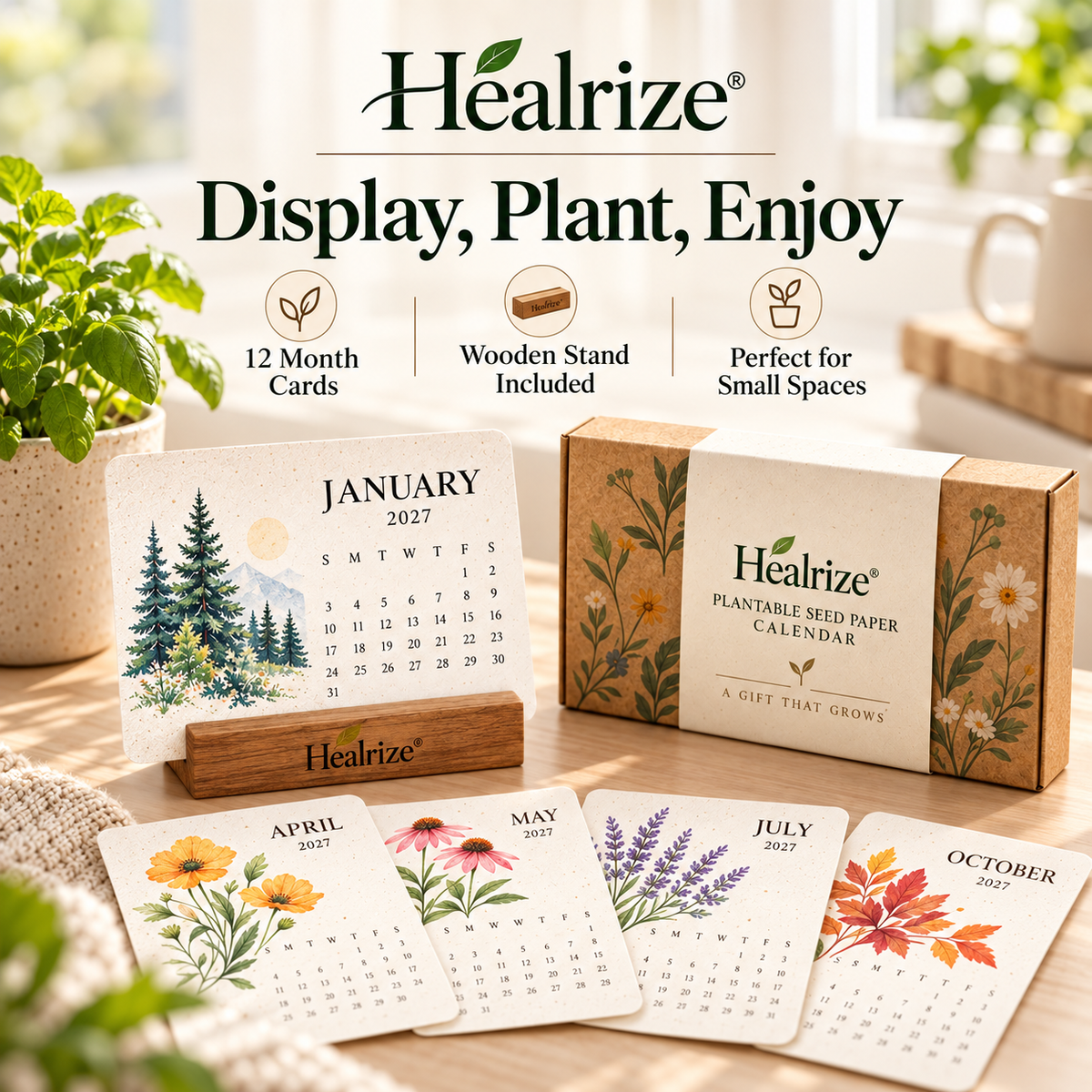 🌱 Official Store | Healrize® Plantable Seed Paper Calendar – 12 Months of Botanical Surprises, A Gift That Grows 🎁