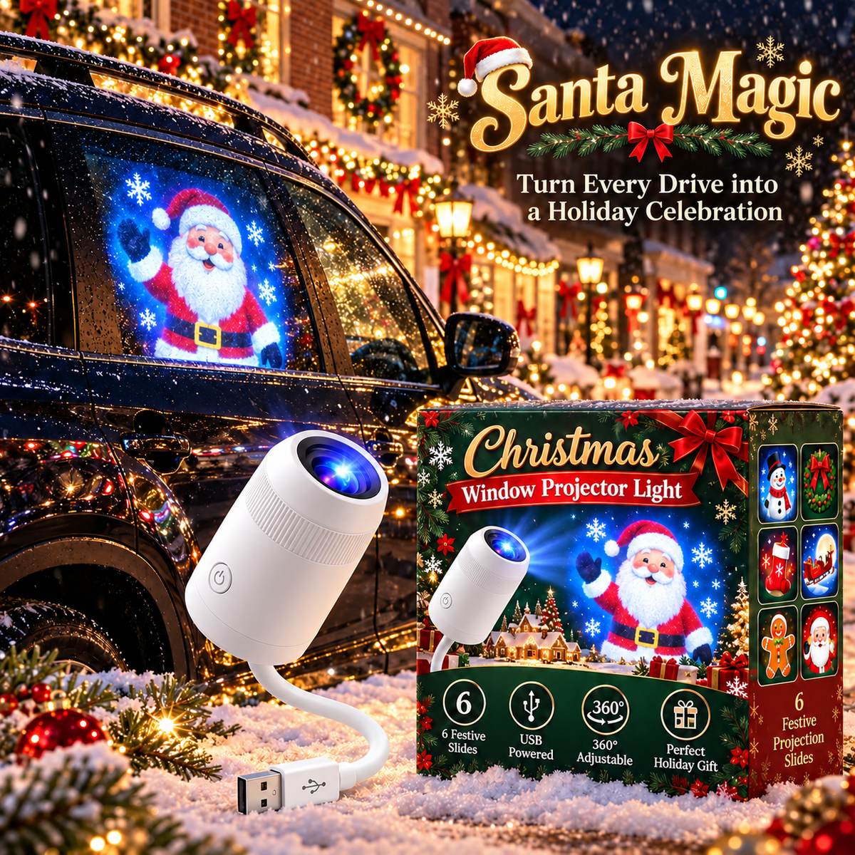 🎅Healrize® Christmas Car Projector Light ✨ Bring Holiday Magic on the Road